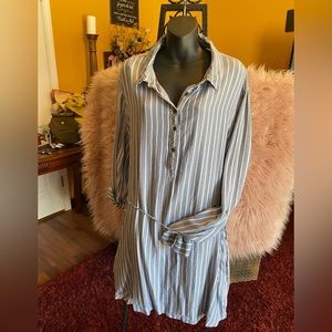 Blue Striped knee length dress